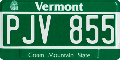 VT license plate PJV855