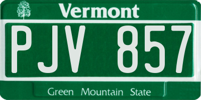 VT license plate PJV857
