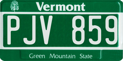 VT license plate PJV859