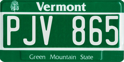 VT license plate PJV865