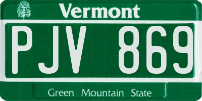 VT license plate PJV869