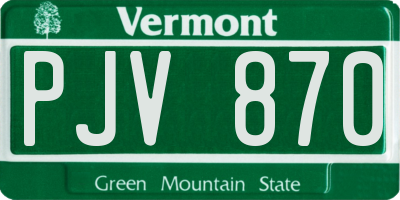 VT license plate PJV870