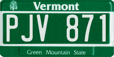 VT license plate PJV871