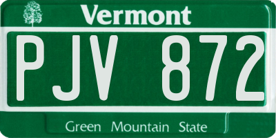 VT license plate PJV872