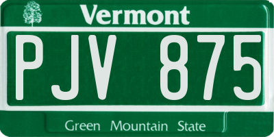 VT license plate PJV875