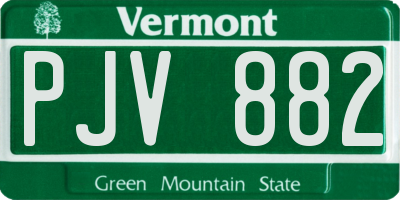 VT license plate PJV882