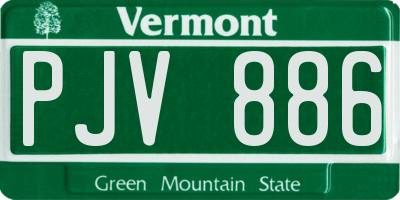 VT license plate PJV886