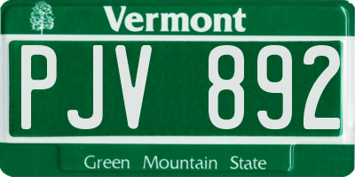VT license plate PJV892