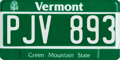 VT license plate PJV893