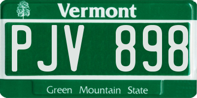 VT license plate PJV898