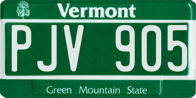 VT license plate PJV905