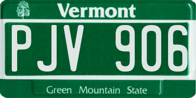 VT license plate PJV906
