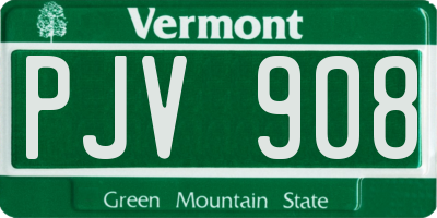 VT license plate PJV908
