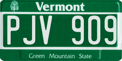 VT license plate PJV909