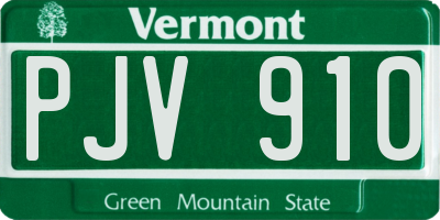 VT license plate PJV910