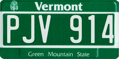 VT license plate PJV914