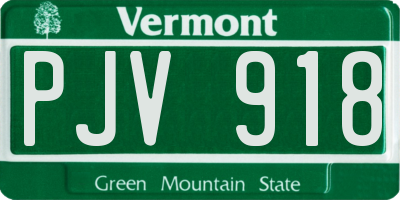 VT license plate PJV918