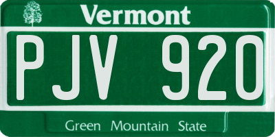 VT license plate PJV920