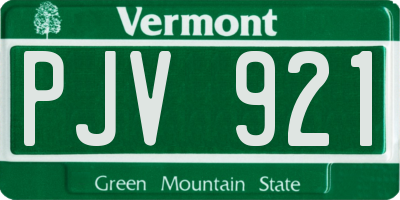 VT license plate PJV921