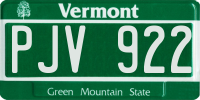 VT license plate PJV922