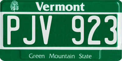 VT license plate PJV923