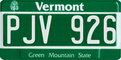 VT license plate PJV926