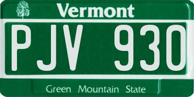 VT license plate PJV930