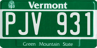 VT license plate PJV931