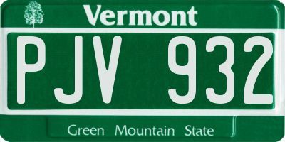 VT license plate PJV932