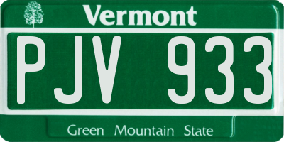 VT license plate PJV933