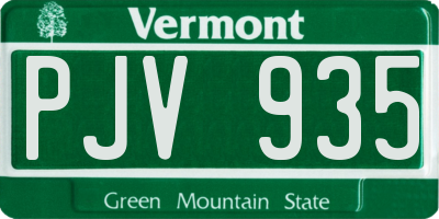VT license plate PJV935