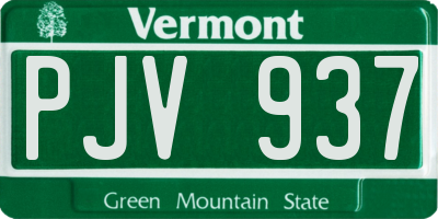 VT license plate PJV937