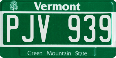 VT license plate PJV939
