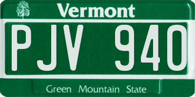 VT license plate PJV940