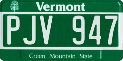 VT license plate PJV947
