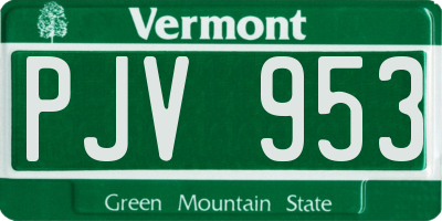 VT license plate PJV953