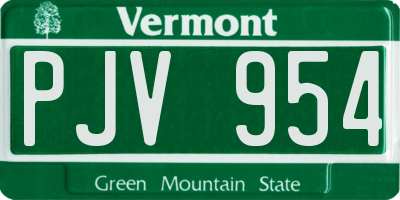 VT license plate PJV954