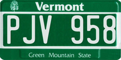 VT license plate PJV958