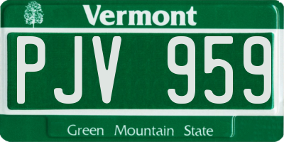 VT license plate PJV959