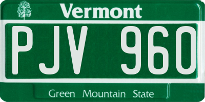 VT license plate PJV960