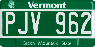VT license plate PJV962