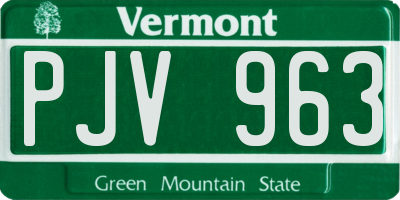 VT license plate PJV963