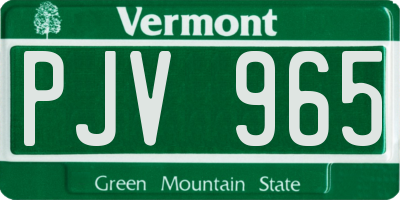 VT license plate PJV965