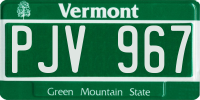 VT license plate PJV967