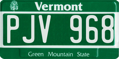 VT license plate PJV968