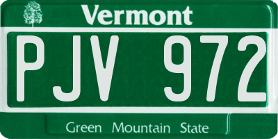 VT license plate PJV972