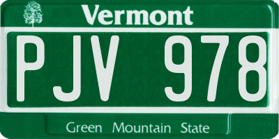 VT license plate PJV978