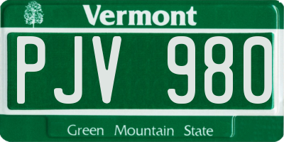 VT license plate PJV980