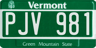VT license plate PJV981