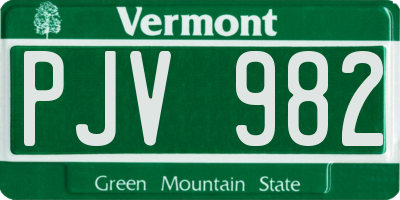 VT license plate PJV982